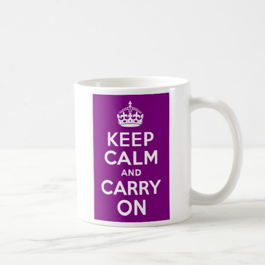 Purple Keep Calm and Carry On Coffee Mug