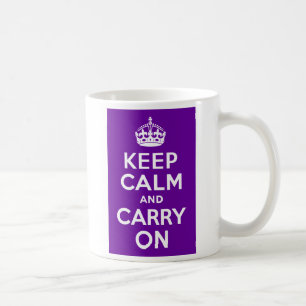 Purple Keep Calm and Carry On Coffee Mug