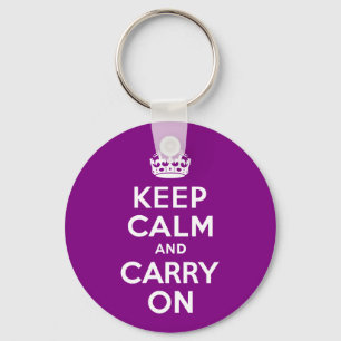Purple Keep Calm and Carry On Key Ring