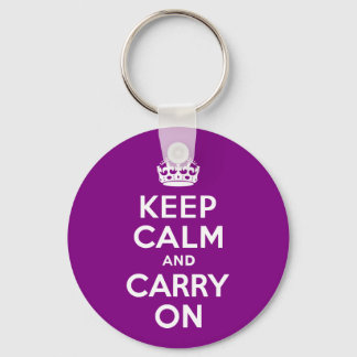 Purple Keep Calm and Carry On Key Ring
