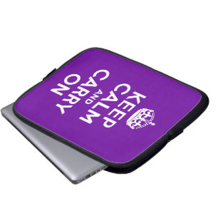 Purple Keep Calm and Carry On Laptop Sleeve