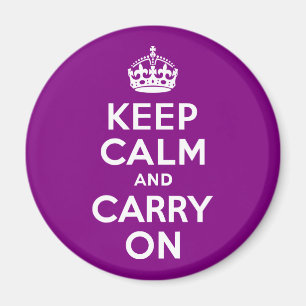 Purple Keep Calm and Carry On Magnet