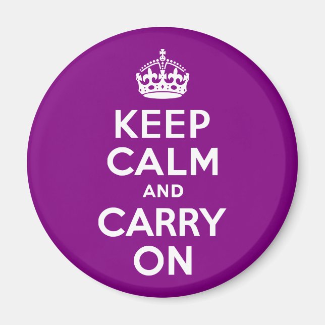 Purple Keep Calm and Carry On Magnet (Front)
