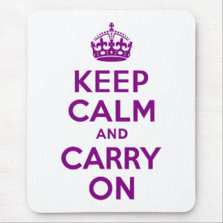 Purple Keep Calm and Carry On Mouse Mat