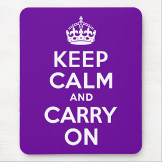 Purple Keep Calm and Carry On Mouse Mat