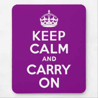 Purple Keep Calm and Carry On Mouse Mat