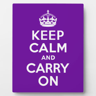 Purple Keep Calm and Carry On Plaque