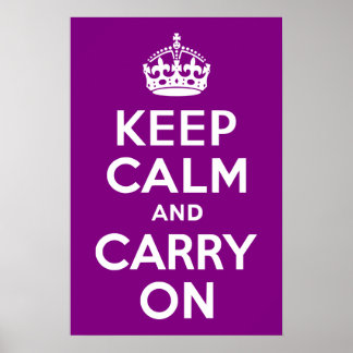 Purple Keep Calm and Carry On Poster
