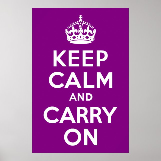 Purple Keep Calm and Carry On Poster (Front)