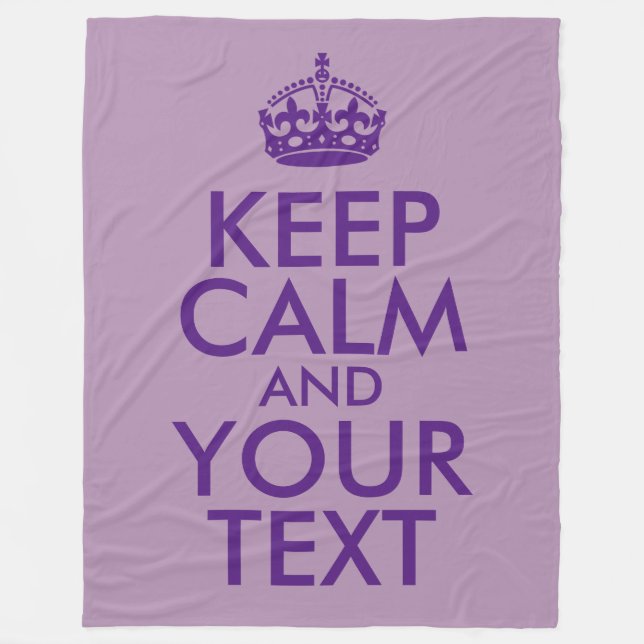Purple Keep Calm and Your Text Fleece Blanket (Front)
