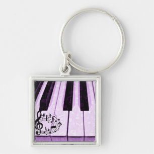 Purple Keys & Music Notes_ Key Ring