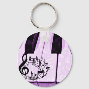 Purple Keys & Music Notes_ Key Ring