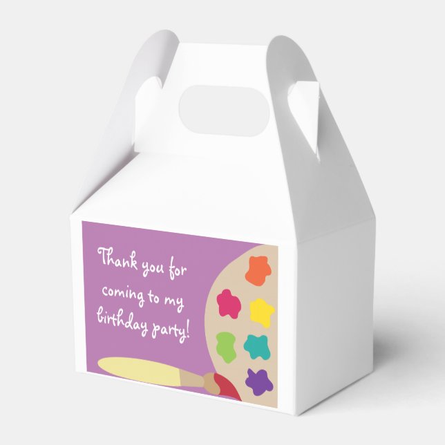 Purple Kids Art Party Favour Boxes (Back Side)