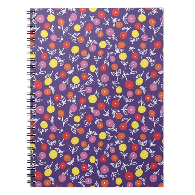Purple Kids Floral Ditsy pattern Notebook (Front)