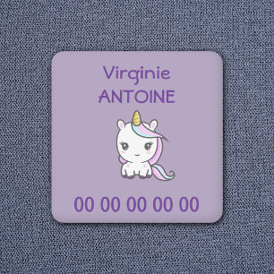 Purple Kids' Label with a Cute Unicorn