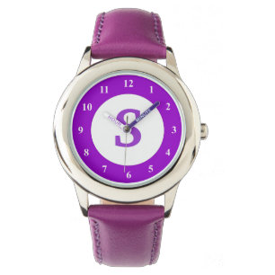 Purple kid's watch with custom monogram icon