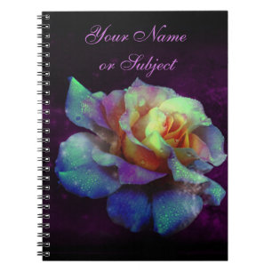 Purple Kissed Turquoise Rainbow Rose Notebook