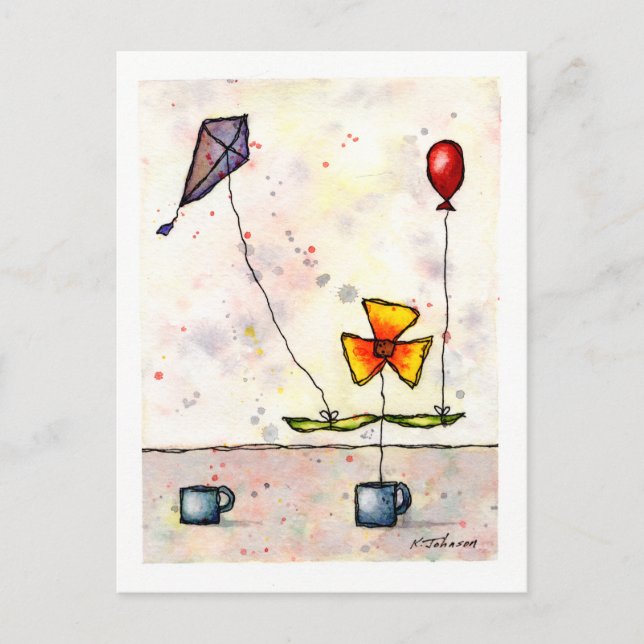 Purple Kite Flower Postcard (Front)