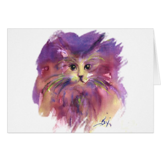 PURPLE KITTEN,KITTY CAT PORTRAIT, COLORFUL PAWS (Front Horizontal)