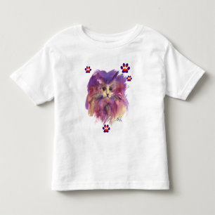 PURPLE KITTEN, KITTY CAT PORTRAIT,COLORFUL PAWS TODDLER T-Shirt