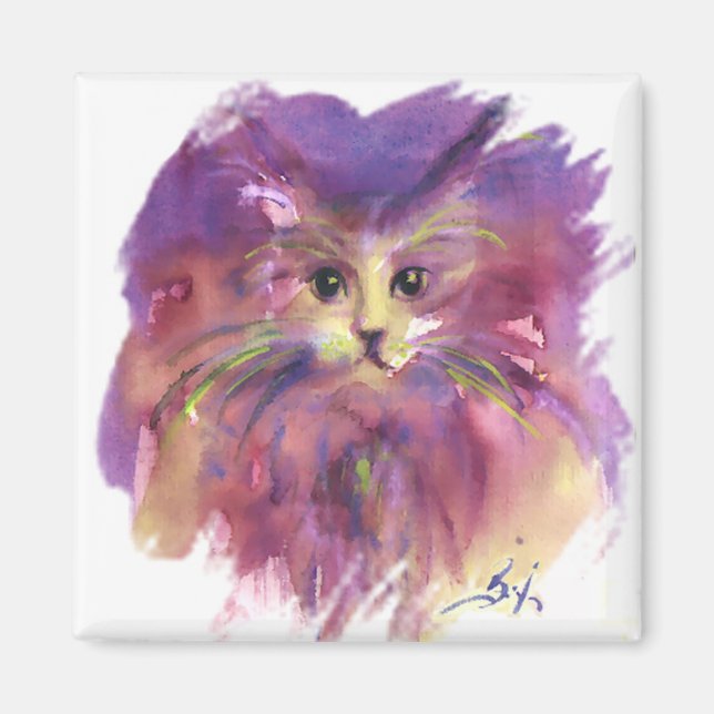 PURPLE KITTEN,KITTY CAT PORTRAIT MAGNET (Front)