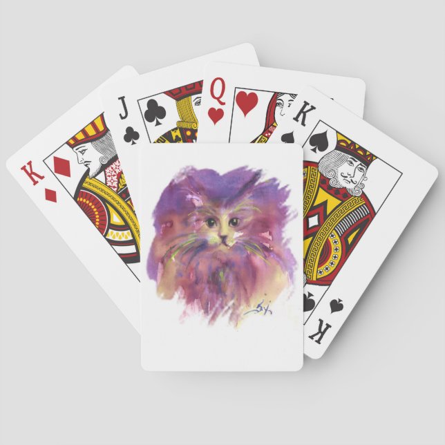 PURPLE KITTEN,KITTY CAT PORTRAIT PLAYING CARDS (Back)