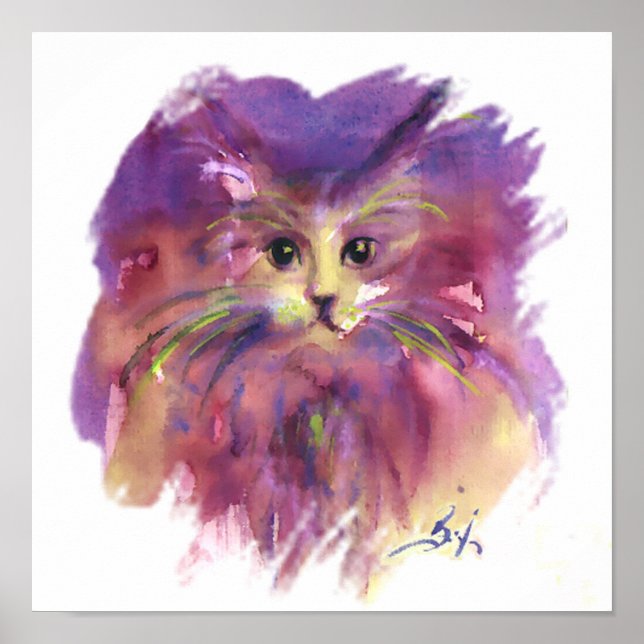 PURPLE KITTEN, KITTY CAT PORTRAIT POSTER (Front)