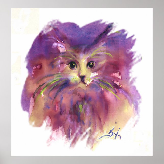 PURPLE KITTEN, KITTY CAT PORTRAIT POSTER (Front)