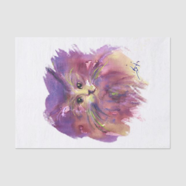 PURPLE KITTEN,KITTY CAT PORTRAIT TISSUE PAPER (Front)