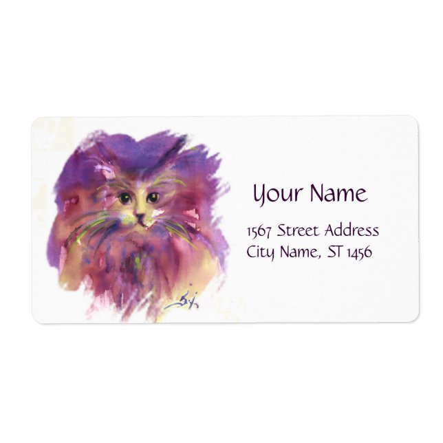PURPLE KITTEN,KITTY CAT PORTRAIT, White (Front)