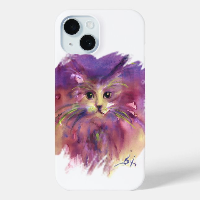 PURPLE  KITTEN,KITTY CAT PORTRAIT,White Case-Mate iPhone Case (Back)