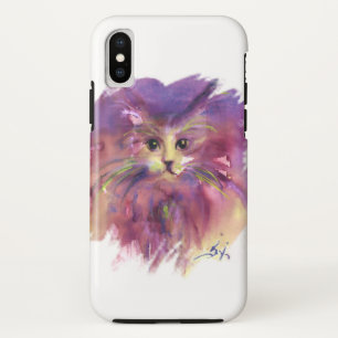 PURPLE  KITTEN,KITTY CAT PORTRAIT, White iPhone XS Case