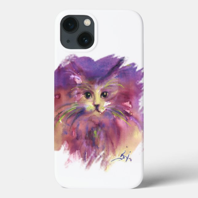 PURPLE  KITTEN,KITTY CAT PORTRAIT,White Case-Mate iPhone Case (Back)