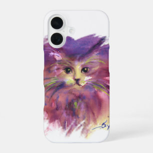 PURPLE KITTEN,KITTY CAT PORTRAIT,White iPhone 16 Case