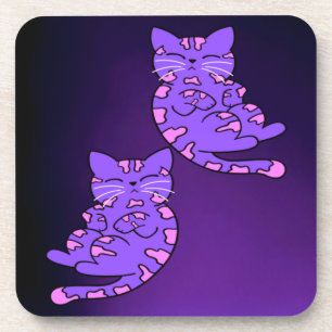 Purple Kitten Twins 2 Coaster