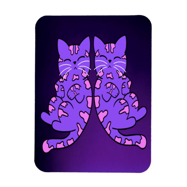 Purple Kitten Twins Magnet (Vertical)