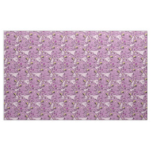 Purple Kitty Cat Pattern Graphic Design Fabric