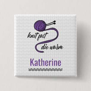Purple Knit Fast, Die Warm 15 Cm Square Badge