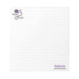 Purple Knit Fast, Die Warm Notepad