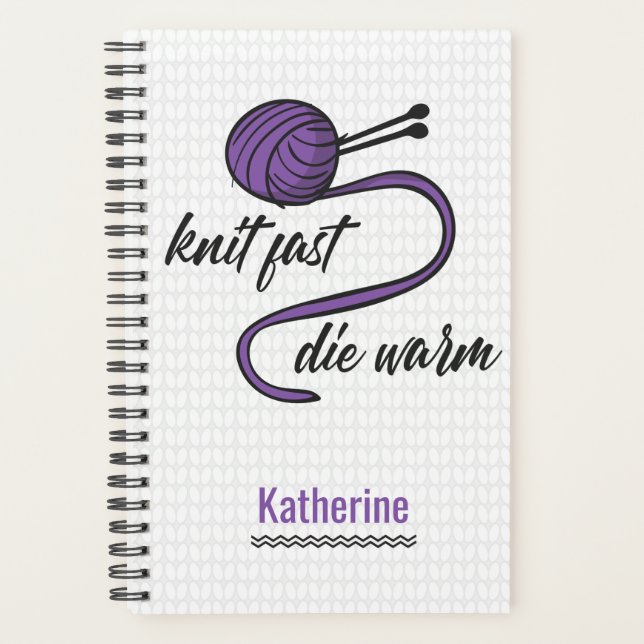 Purple Knit Fast, Die Warm Planner (Front)