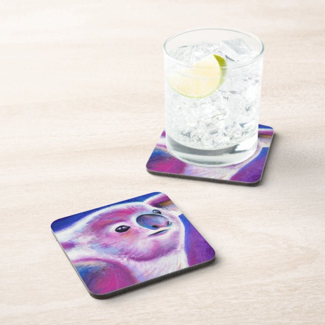 Purple Koala modern painting art coasters (Right Side)