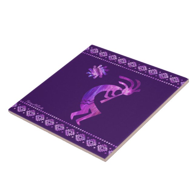 Purple Kokopelli Ceramic Tile (Side)