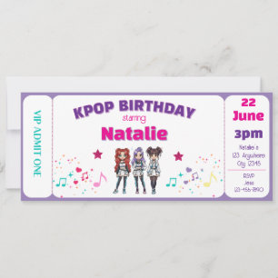 Purple KPOP Birthday Concert Ticket Invitation