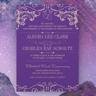 Purple Kraft Paper Vintage Typography Invite