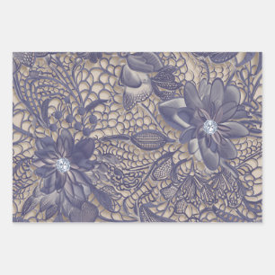 Purple lace and diamond wrapping paper sheet