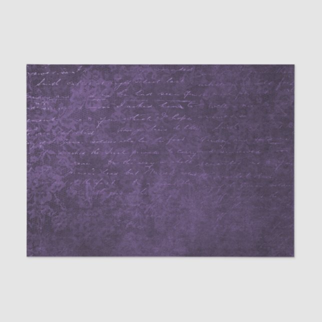 Purple Lace and Script Collage Tissue Paper (Front)