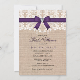 Purple Lace & Burlap Bridal Shower Invite