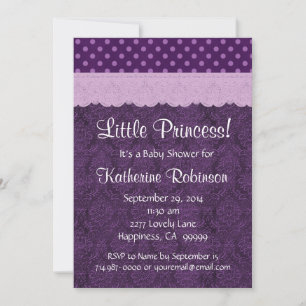 Purple Lace Little Princess Girl Baby Shower S21D Invitation