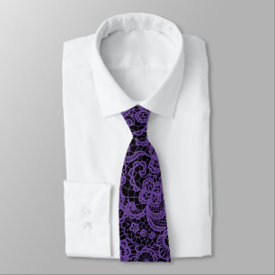 Purple Lace On Black Tie