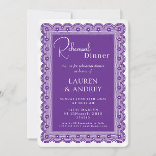 Purple Lace Rehearsal Dinner Invitation